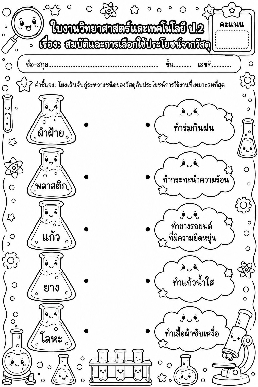 ตัวอย่างใบงาน ดาวน์โหลดฟรี! ใบงานวิทยาศาสตร์ ป.2 เรื่องสมบัติและการเลือกใช้ประโยชน์จากวัสดุ พร้อมเฉลยจัดเต็ม